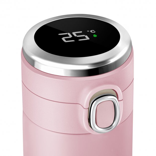 Reisebecher mit LED-Touch-Anzeige Rosa 300 ml für Ihre Freundin zum Geburtstag