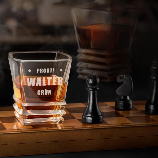 Geometric 6er Whisky Gläser Set mit Gravur für ihn zur Beförderungsfeier