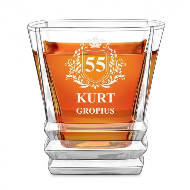 Geometric 6er Whisky Gläser Set mit Gravur für einen Gentleman zum 55. Geburtstag