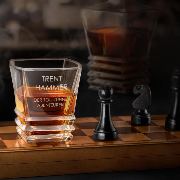 Geometric 6er Whisky Gläser Set mit Gravur für einen Reisenden, Jäger