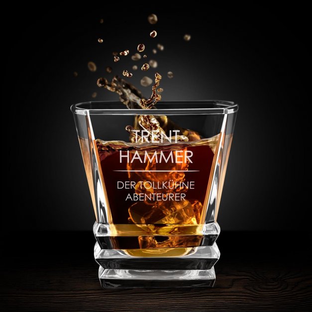 Geometric 6er Whisky Gläser Set mit Gravur für einen Reisenden, Jäger