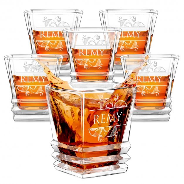 Geometric 6er Whisky Gläser Set mit Gravur für sie zum Jubiläum