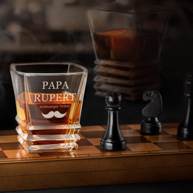 Geometric 6er Whisky Gläser Set mit Gravur für Ihren Papa