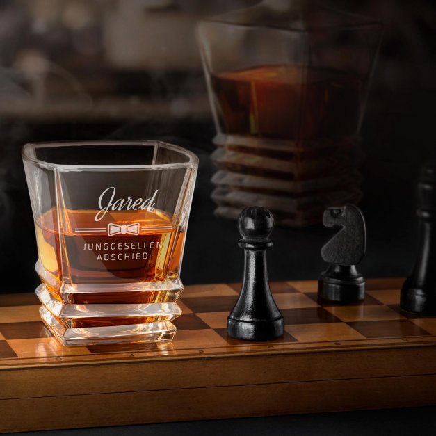 Geometric 6er Whisky Gläser Set mit Gravur zum Junggesellenabschied