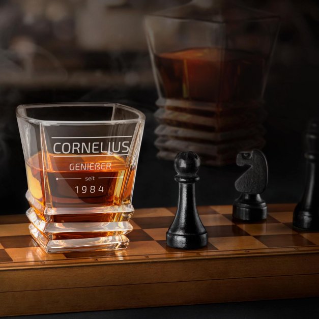 Geometric 6er Whisky Gläser Set mit Gravur für einen Segler zum Geburtstag