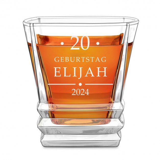 Geometric Whisky Glas mit Gravur für ihn zum 18. Geburtstag