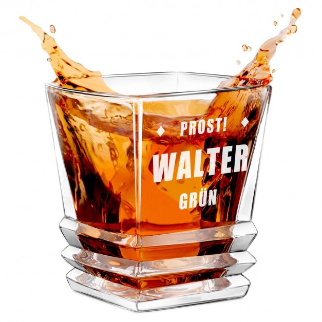 Geometric Whisky Glas mit Gravur für einen Whiskygenießer