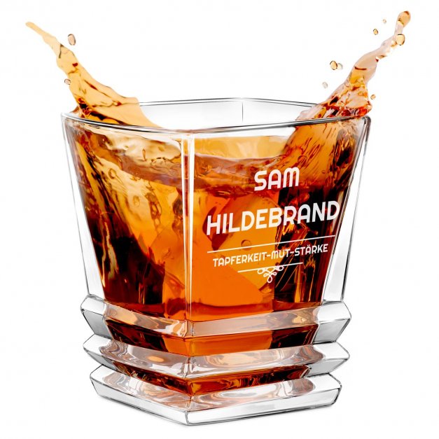 Geometric Whisky Glas mit Gravur für einen Feuerwehrmann