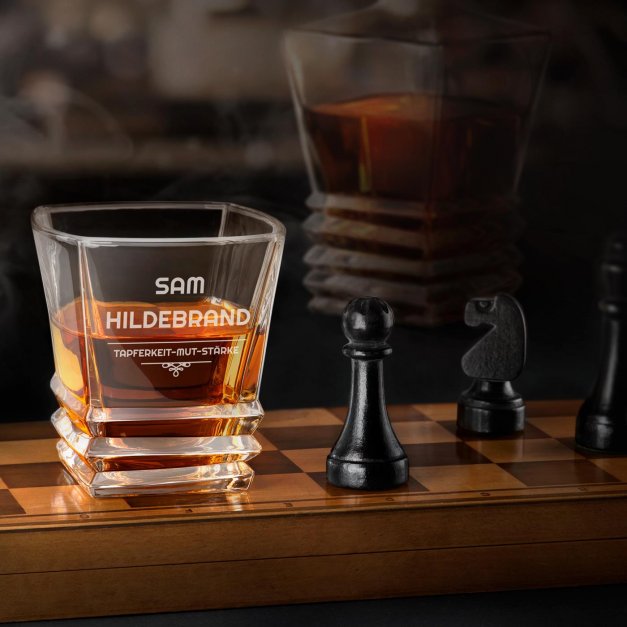 Geometric Whisky Glas mit Gravur für einen Feuerwehrmann