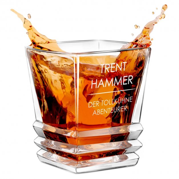 Geometric Whisky Glas mit Gravur für einen Reisenden, Jäger