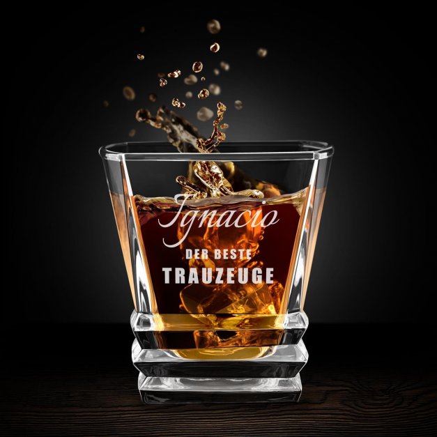 Geometric Whisky Glas mit Gravur für Ihren Trauzeugen als Hochzeits-Dankeschön