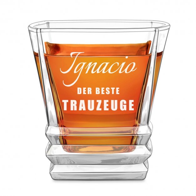 Geometric Whisky Glas mit Gravur für Ihren Trauzeugen als Hochzeits-Dankeschön