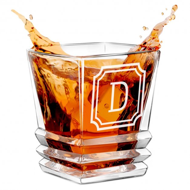 Geometric Whisky Glas mit eingravierten Initialen