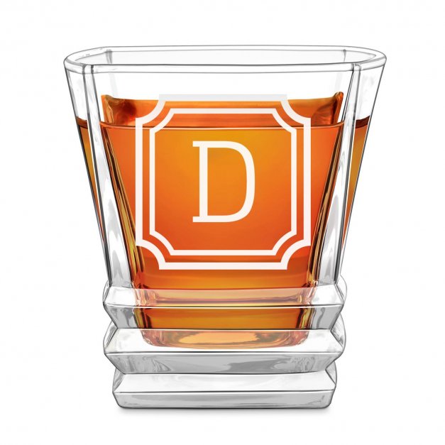 Geometric Whisky Glas mit eingravierten Initialen