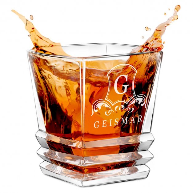 Geometric Whisky Glas mit Gravur und Initiale