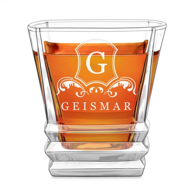 Geometric Whisky Glas mit Gravur und Initiale