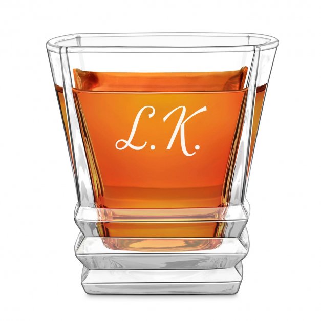 Geometric Whisky Glas mit eingravierten Initialen für einen Gentleman