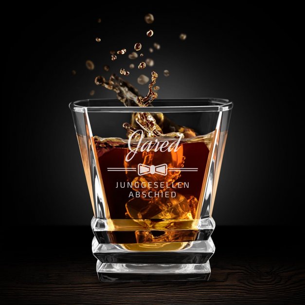 Geometric Whisky Glas mit Gravur zum Junggesellenabschied