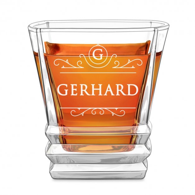 Geometric Whisky Glas mit Gravur für ihn zum Jubiläum