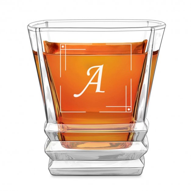 Geometric Whisky Glas mit eingravierter Initiale für einen Gentleman