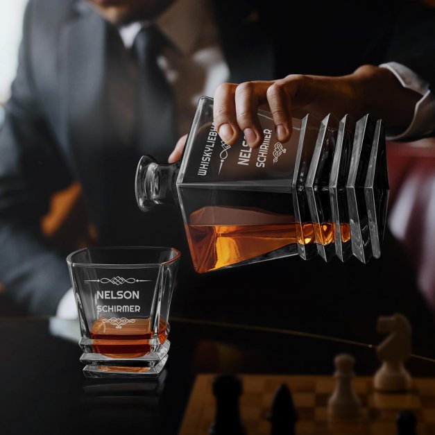 Geometric Karaffe Set mit 2 Gläsern für einen Gentleman Whiskykenner