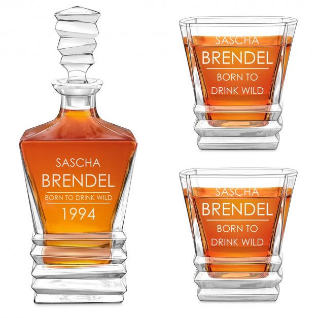 Geometric Karaffe Set mit 2 Gläsern für einen Whiskykenner Musikfan zum Geburtstag