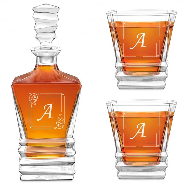 Geometric Karaffe Set mit 2 Gläsern für einen Whiskyconnoisseur