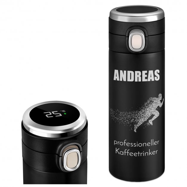 Reisebecher mit LED-Touch-Anzeige Schwarz 300 ml für Ihren Liebsten. Jogger, Sportler