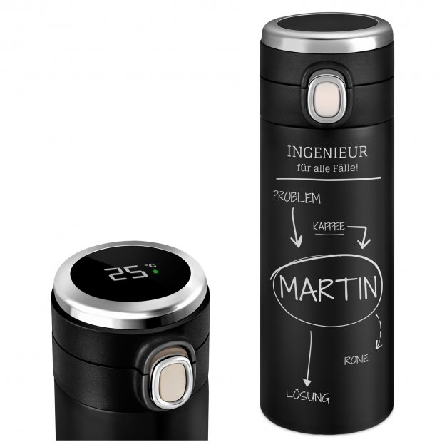 Reisebecher mit LED-Touch-Anzeige Schwarz 300 ml für einen Ingenieur