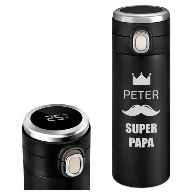 Reisebecher mit LED-Touch-Anzeige Schwarz 300 ml für Ihren Papa