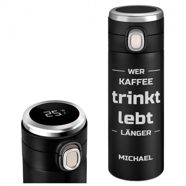 Reisebecher mit LED-Touch-Anzeige Schwarz 300 ml für einen Studenten