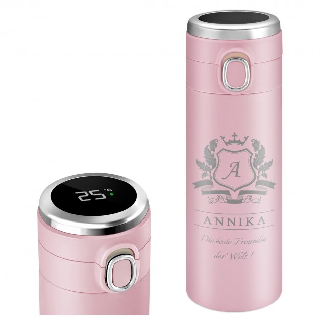 Reisebecher mit LED-Touch-Anzeige Rosa 300 ml für Ihre Freundin zum Geburtstag