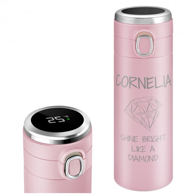 Reisebecher mit LED-Touch-Anzeige Rosa 300 ml für Ihre Freundin oder Ehefrau zum Geburtstag Valentinstag