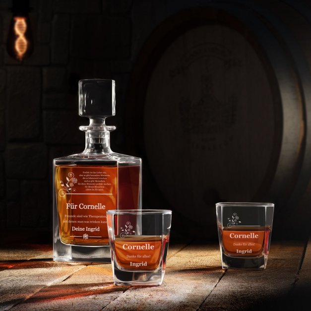 Cube Whisky Karaffe mit 2 Gläsern mit Gravur für ihn