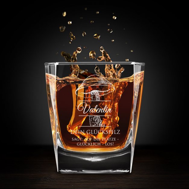 Cube Whisky Karaffe mit 4 Gläsern mit Gravur für einen Pilzsammler