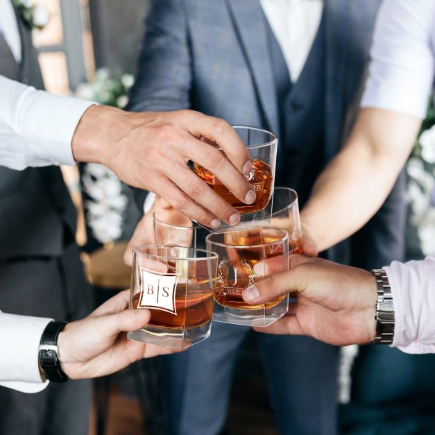 Cube Whisky Karaffe mit 6 Gläsern mit Gravur für ein Paar zur Hochzeit, zum Hochzeitsjubiläum