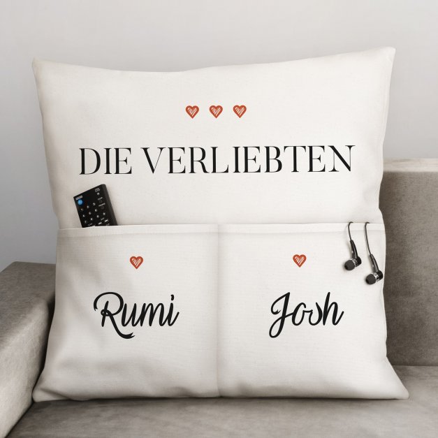 Dekokissen mit Aufdruck für ein Paar zur Hochzeit zum Jahrestag zum Einzug