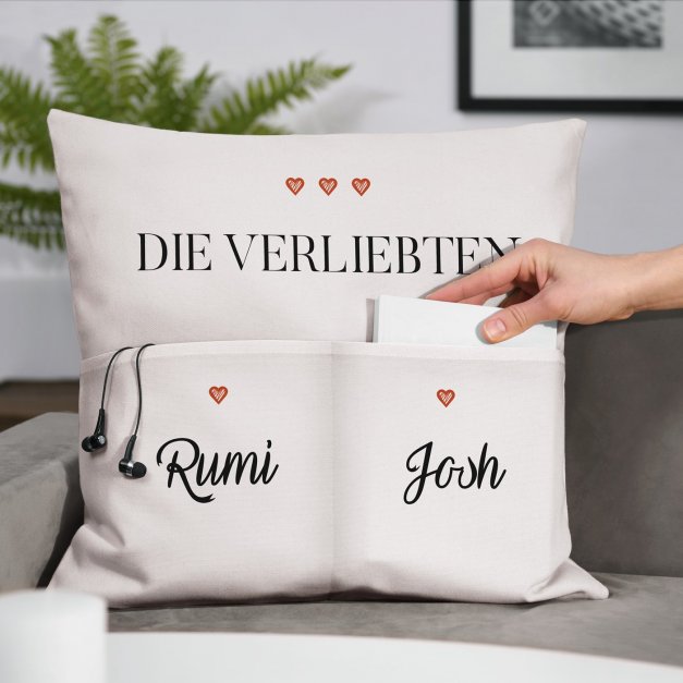 Dekokissen mit Aufdruck für ein Paar zur Hochzeit zum Jahrestag zum Einzug