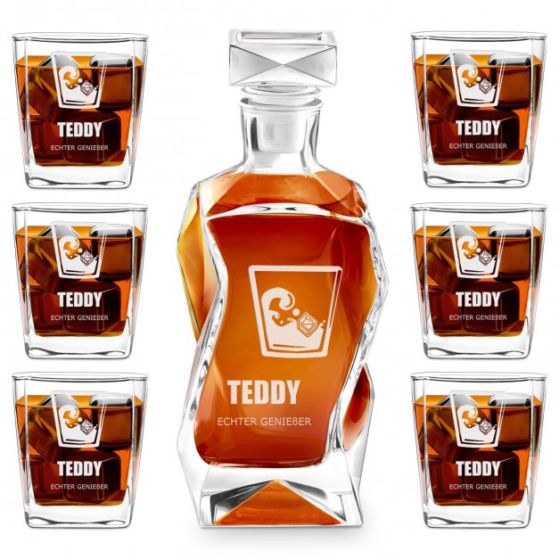 Whisky Karaffe Set mit 6 Gläsern mit Gravur für einen Whiskygenießer