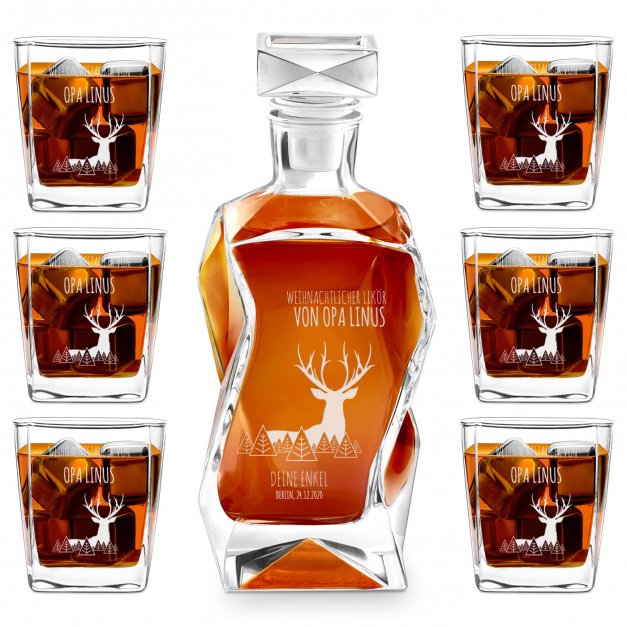 Whisky Karaffe Set mit 6 Gläsern mit Gravur für Ihren Opa zu Weihnachten