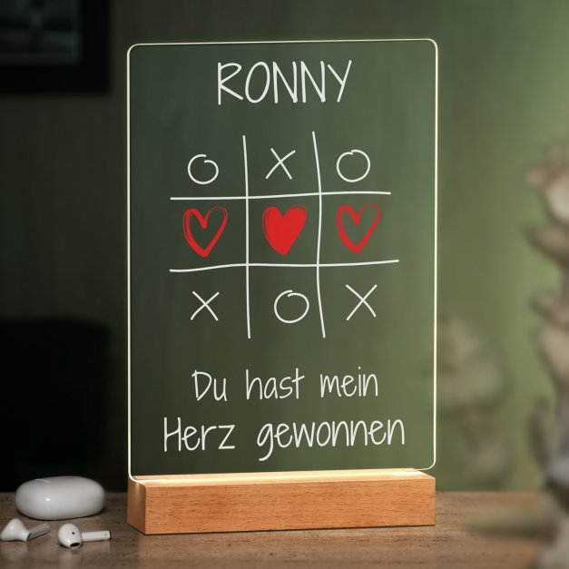 Beleuchteter XL LED-Rahmen mit eigenem Foto und Holzständer  für Ihren Freund, Verlobten, Ehemann zum Valentinstag, Jahrestag