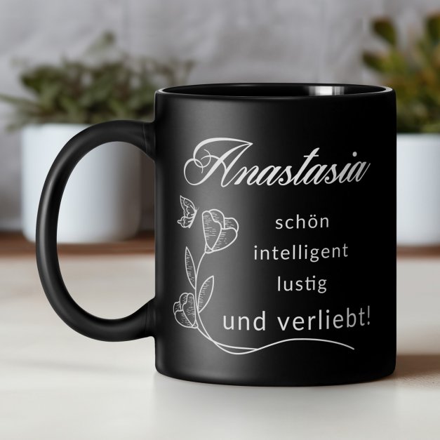 Kaffeebecher aus Matt Keramik mit Gravur für Ihre Freundin, Frau zum Jahrestag, Geburtstag