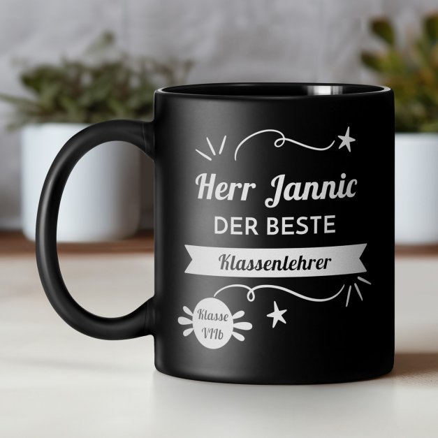 Kaffeebecher aus Matt Keramik mit Gravur für Ihren Klassenlehrer, Erzieher zum Lehrertag