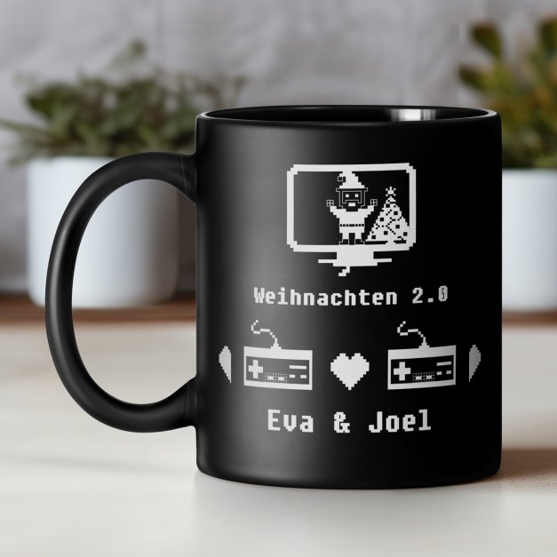 Kaffeebecher aus Matt Keramik mit Gravur für ein Paar zu Weihnachten