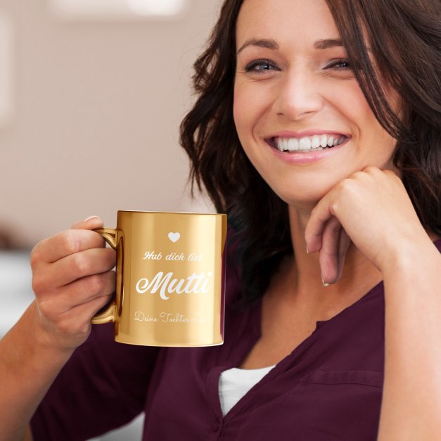 Kaffeebecher mit Gravur Gold/Glänzend für Ihre Mama