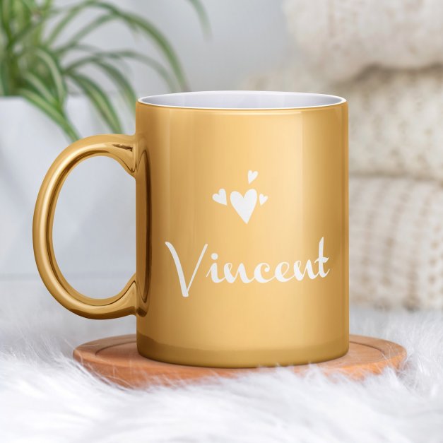 Kaffeebecher mit Gravur Gold/Glänzend für Ihren Liebsten Ehemann zum Valentinstag Hochzeitstag