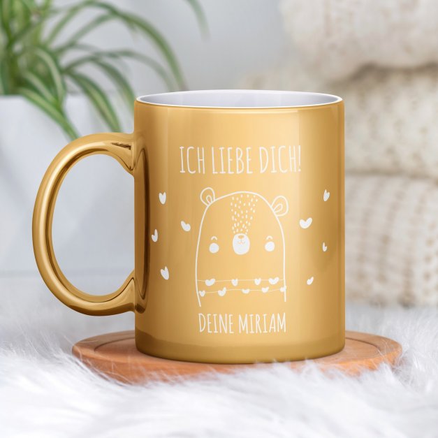 Kaffeebecher mit Gravur Gold/Glänzend für Ihren Freund Ehemann zum Valentinstag Hochzeitstag