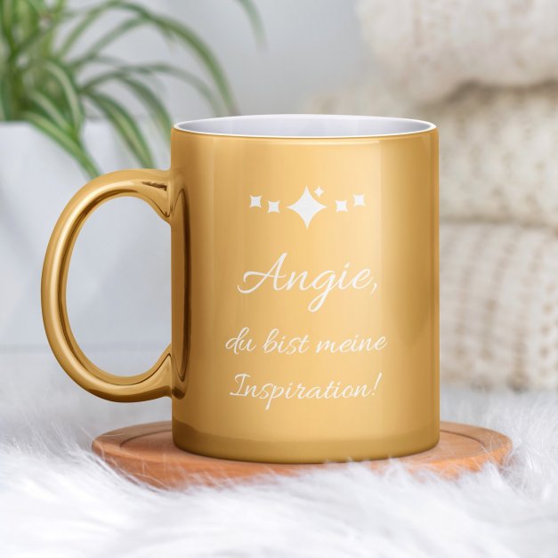 Kaffeebecher mit Gravur Gold/Glänzend für sie Ihre Freundin Ehefrau Mutter zum Geburtstag zu Weihnachten