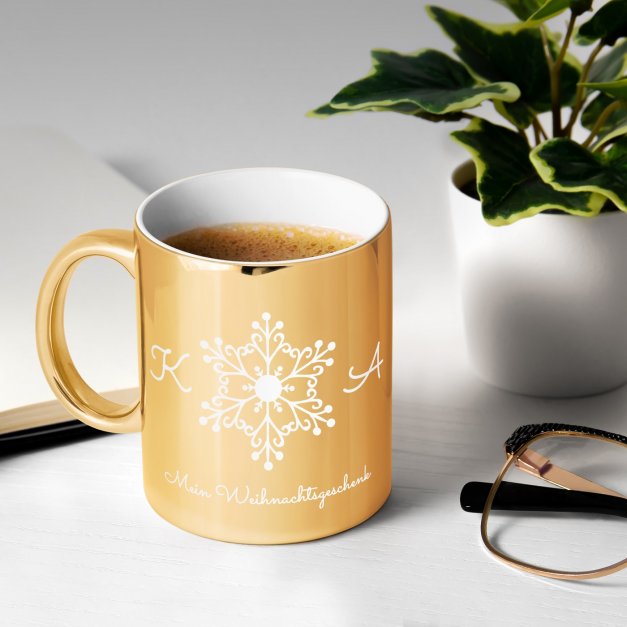 Kaffeebecher mit Gravur Gold/Glänzend für ein Paar Ihre Liebste Ihren Liebsten zu Weihnachten