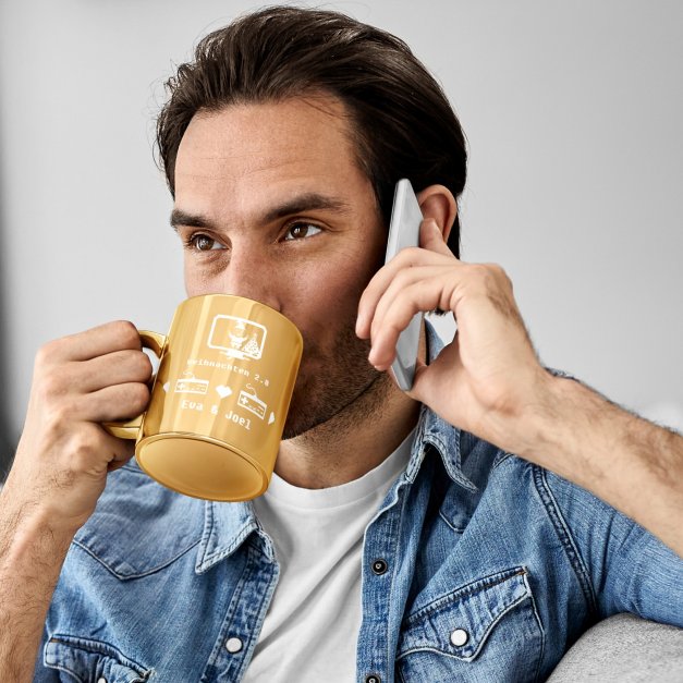 Kaffeebecher mit Gravur Gold/Glänzend für ein Gamerpaar zu Weihnachten